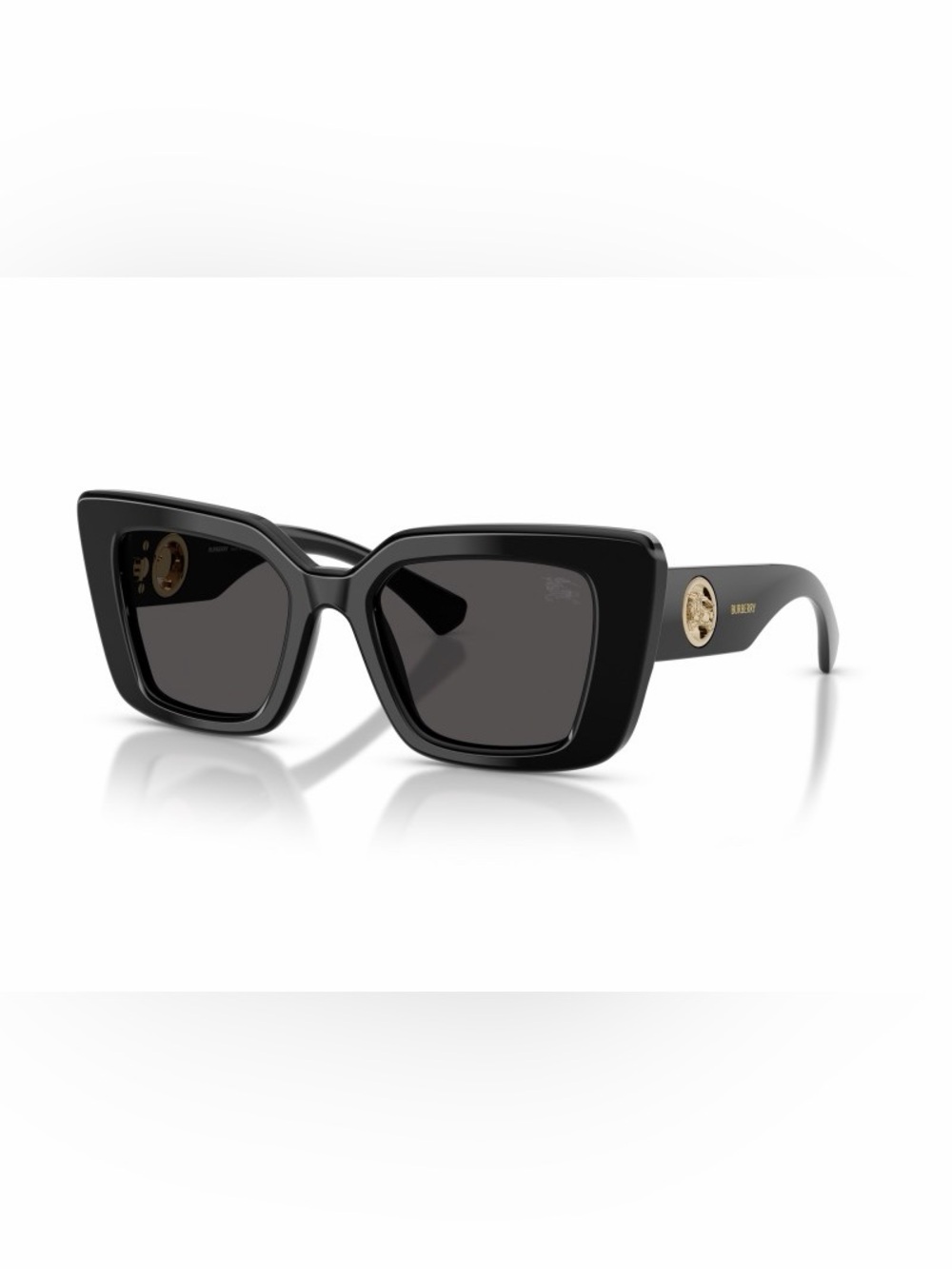 Black Oversized Cat-Eye Sunglasses with Gold Accents